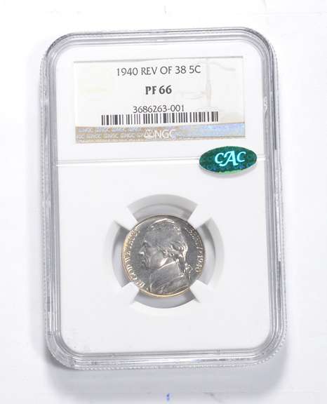 PF66 1940 Jefferson Nickel - Rev Of 38 - CAC - Graded NGC