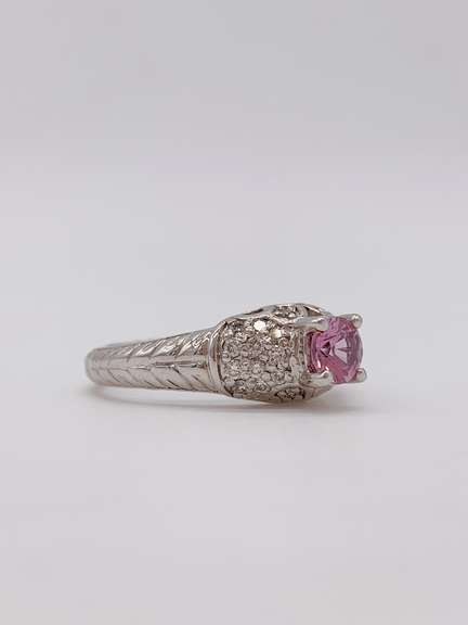 14kt Gold, Pink Sapphire & Diamond Ring