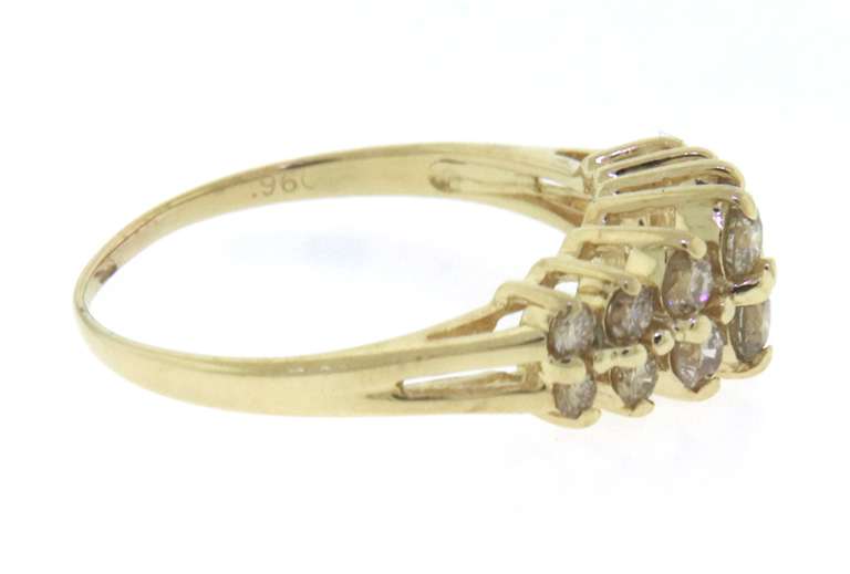 Handsome Yellow Gold Diamond Pyramid Ring