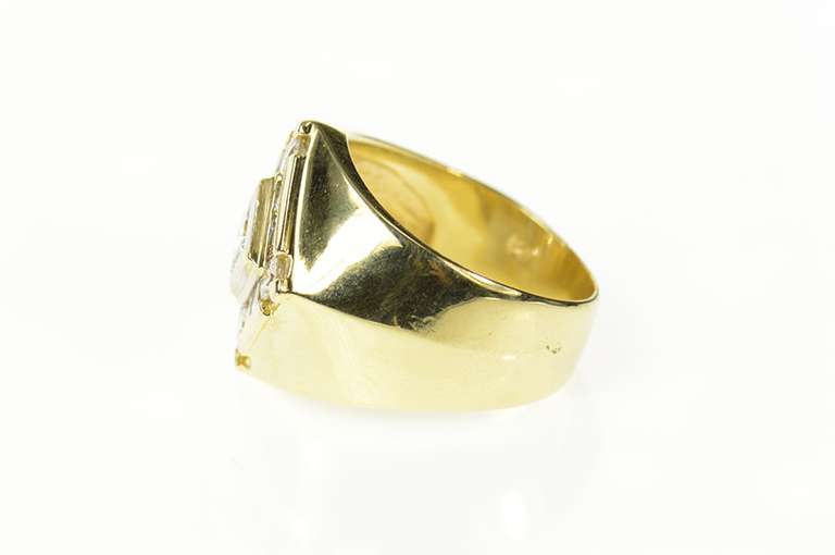 14K Yellow Gold 2.06 Ctw Squared Diamond Men's Statement Ring