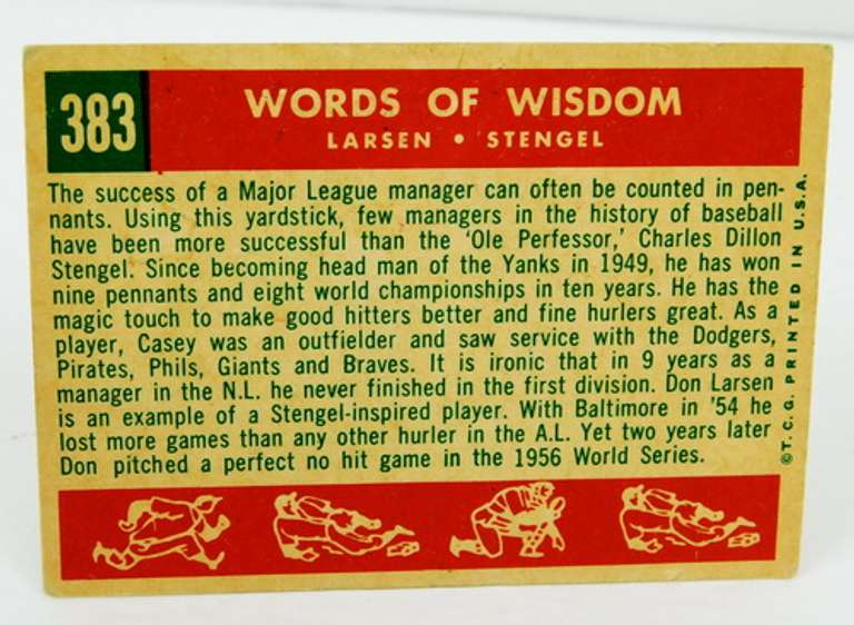 Topps Larsen and Stengel Baseball Card