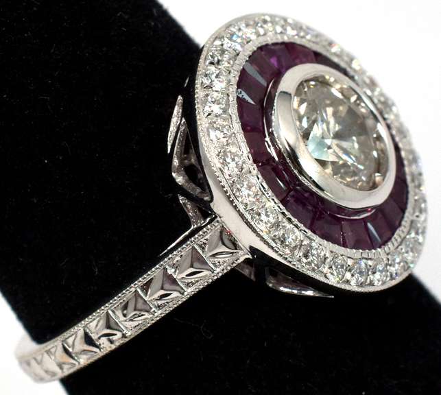 Fun Diamond & Ruby Target Ring in 14KT White Gold