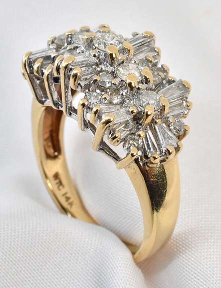 Flashy Baguette & Round Diamond Cluster