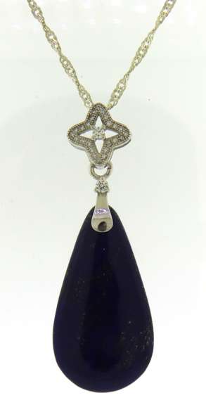 Sterling Silver Lapis Pendant on Chain