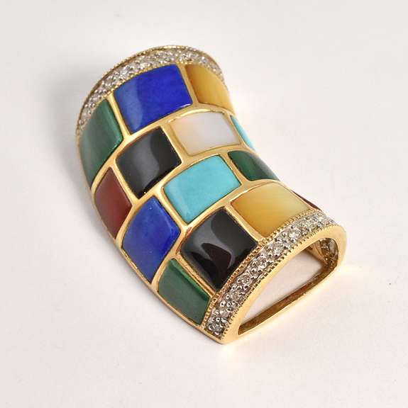 Colorful Mosaic Style 14k Slide or Pendant