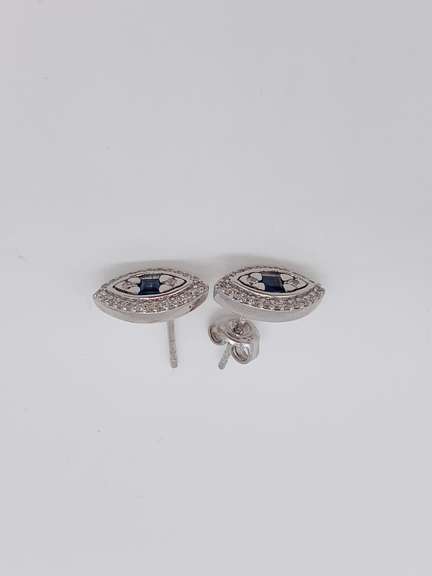 14kt Gold, Blue Sapphire & Diamond Earrings