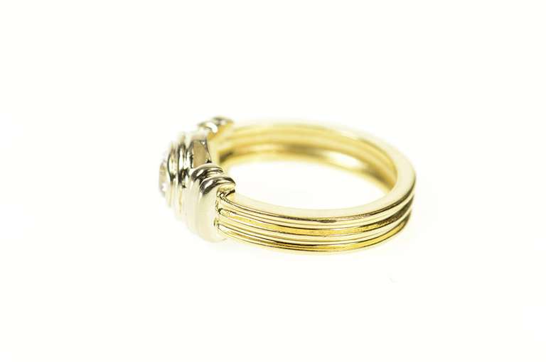 14K Yellow Gold 0.47 Ct Round Diamond Grooved Engagement Ring