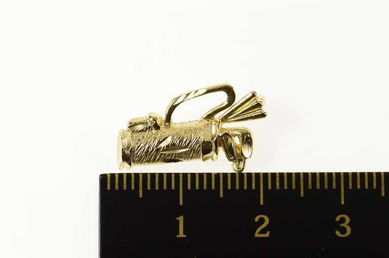 14K Yellow Gold Diamond Cut Golf Club Bag Golfer Charm/Pendant