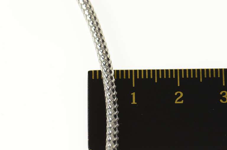 14K White Gold 2.8mm Woven Design Round Hollow Chain Necklace