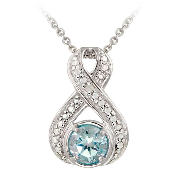 Sterling Silver Blue Topaz & Diamond Accent Twist Pendant