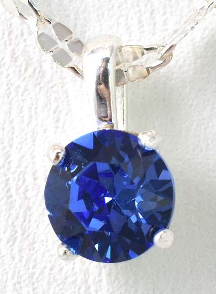 Juicy Blue Crystal Necklace in Sterling Silver