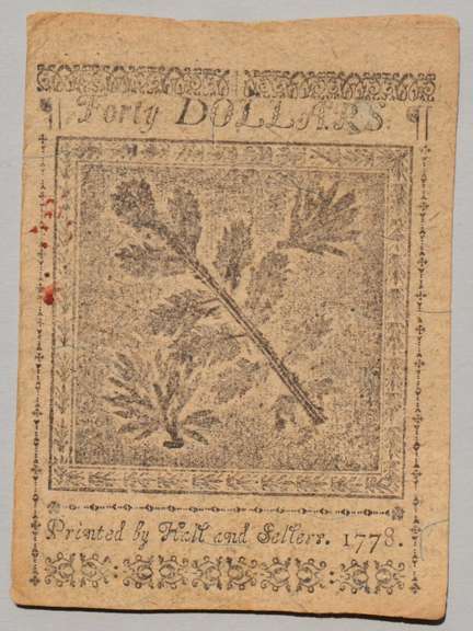 $ 40 Sept 26 1778 Continental Congress Note