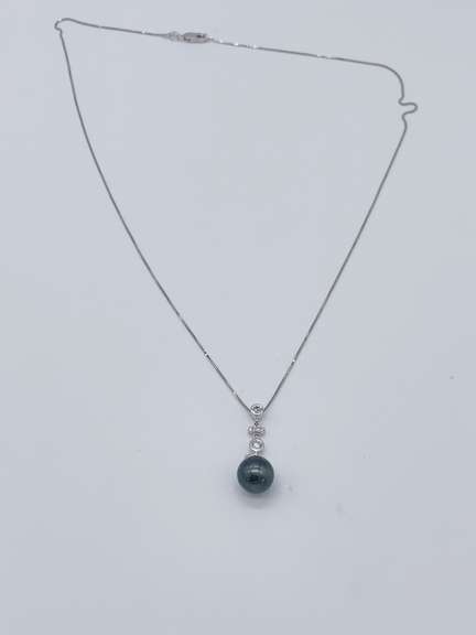 14kt White Gold, Diamond & Pearl Necklace