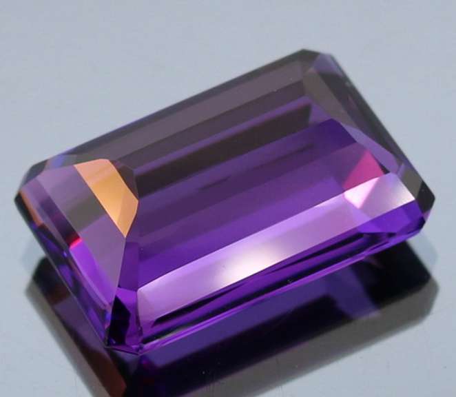 25.77ct emerald cut purple created Amethyst