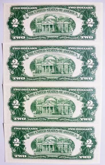 (4) Gem Crisp 1953A $2 Red Seal Notes-Consecutive!