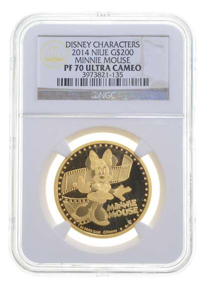 PF70UCAM 2014 Niue 200 Dollars Gold Coin - Minnie Mouse Disney - NGC