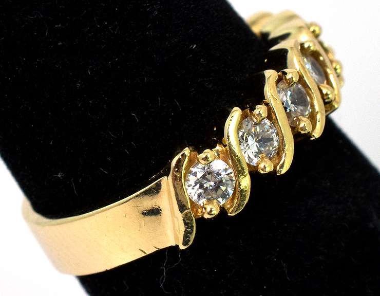 Shiny 6-Stone CZ Ring in 14KT Yellow Gold