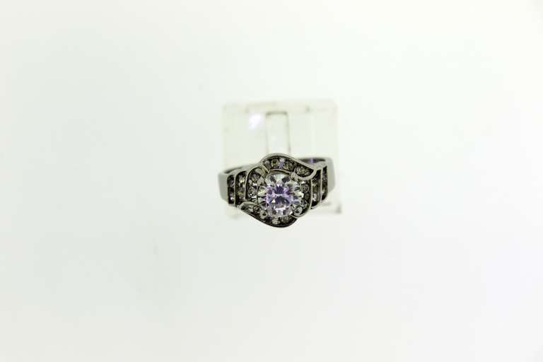 Sterling Silver Round Crystal Ring