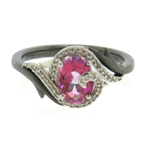 Sterling Silver Pink Crystal Ring