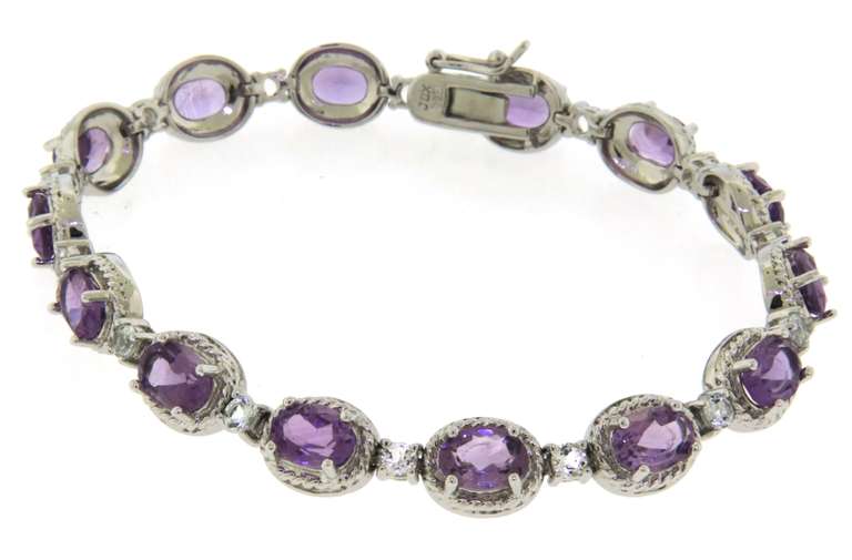 Sterling Silver Oval Amethyst Tennis Bracelet