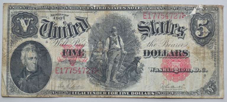 $ 5 Series of 1907 Axeman US Note