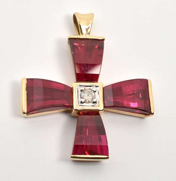 Stunning Ruby and Diamond Cross Pendant
