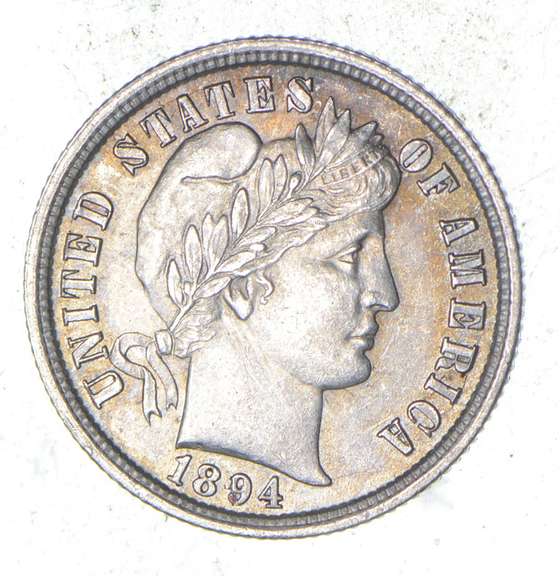 1894 Barber Head Silver Dime - Love Token - Uncirculated