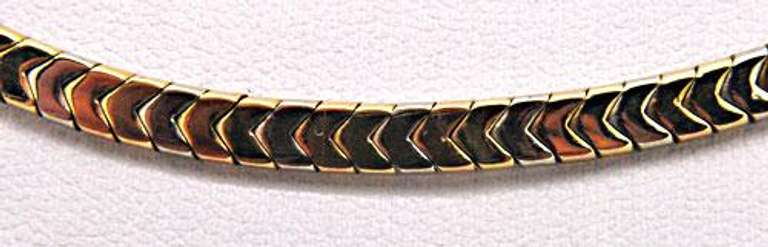 14KT TRI COLOR LADIES OMEGA NECKLACE.
