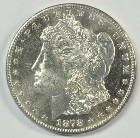 Prooflike choice BU 1878-S Morgan Silver Dollar