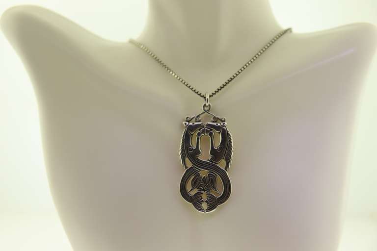Sterling Silver REP 94 Two Horse Necklace