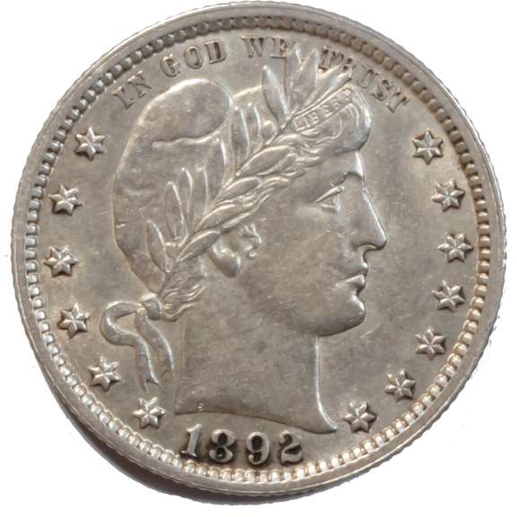 1892 Very Very Near Unc 1892 Barber Quarter