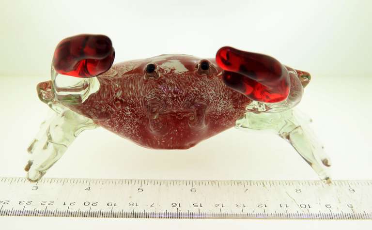 Hand Blown Art Glass Crab Scuplture