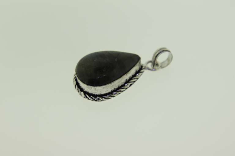 Silver-Tone Quartz Gemstone Pendant