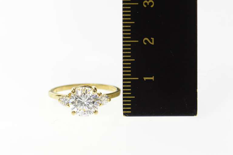 14K Yellow Gold Three Stone Classic Travel Engagement Ring