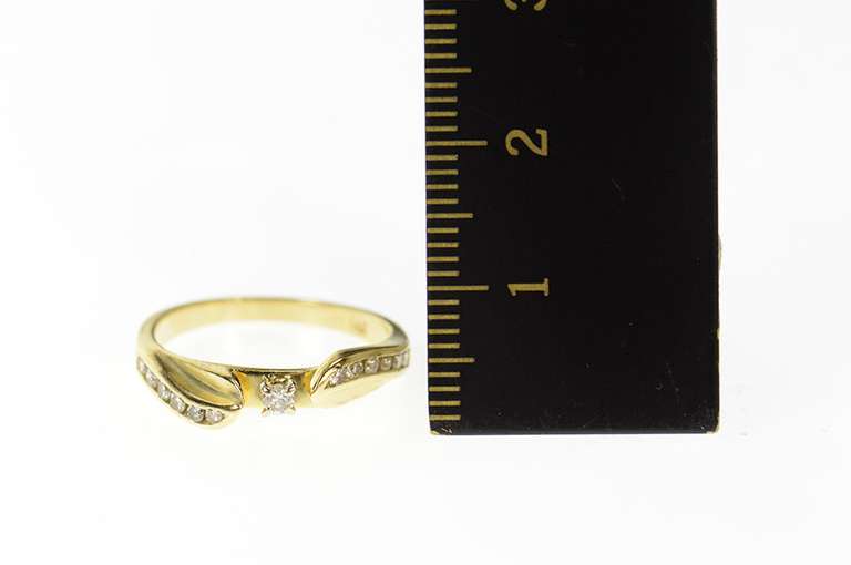 14K Yellow Gold Classic Diamond Wavy Promise Engagement Ring