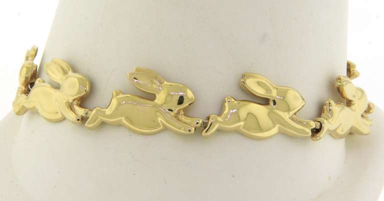 Charming Yellow Gold Rabbit Bracelet