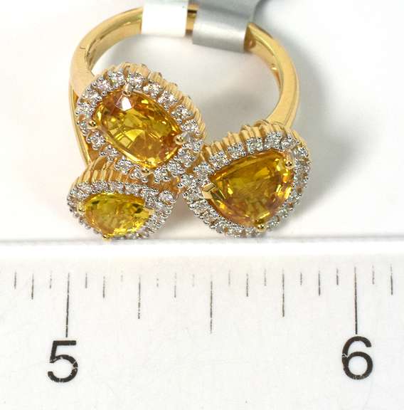 Sunny Yellow Sapphire & Diamond Ring in 18KT Yellow Gold