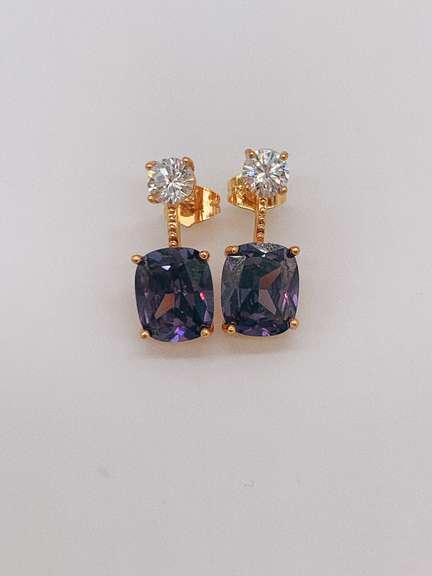 18kt Gold Plated Sapphire Earrings