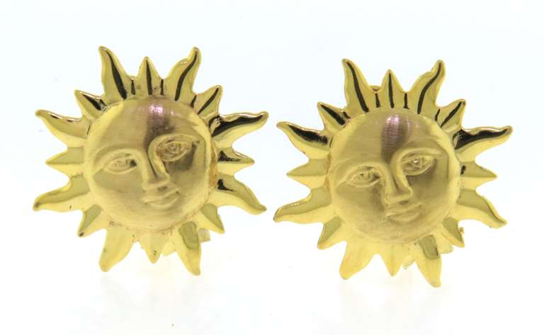 Great Yellow Gold Sun Earrings