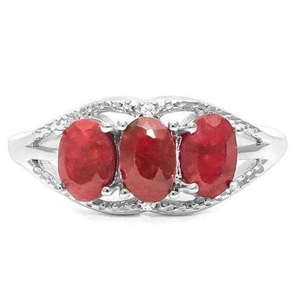 STERLING SILVER OV 4*6 MM ENHANCED RUBY RING