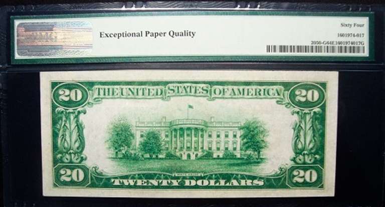 Crisp Exceptional 1928 $20 FRB Chicago Numerical PMG 64 EPQ!