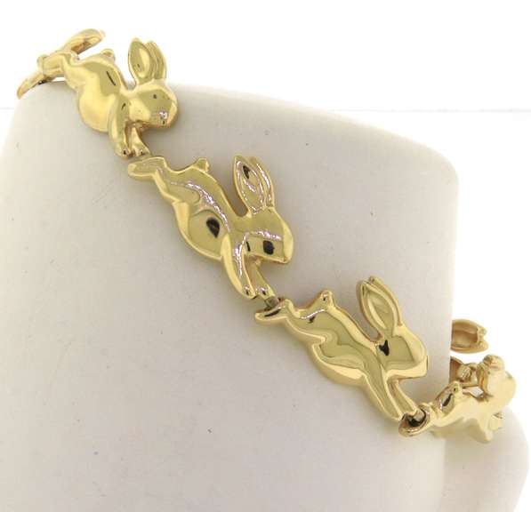 Charming Yellow Gold Rabbit Bracelet