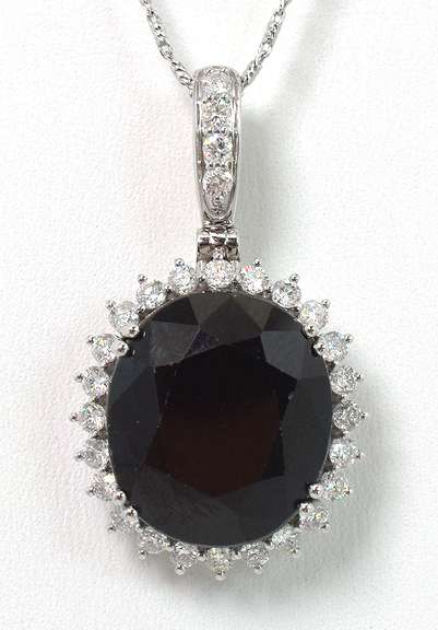 Entrancing Sapphire & Diamond Necklace in 14KT White Gold