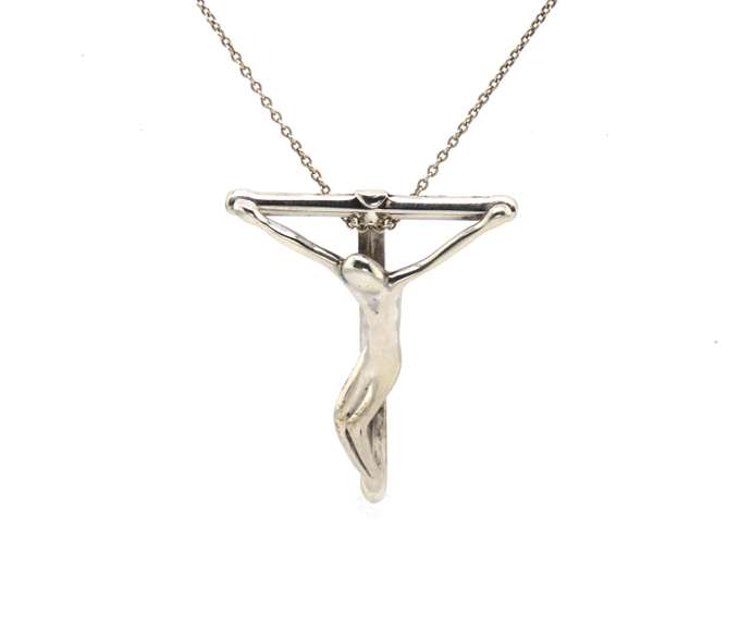 Amazing 925 Sterling Silver Tiffany & Co. Elsa Peretti Crucifix Necklace
