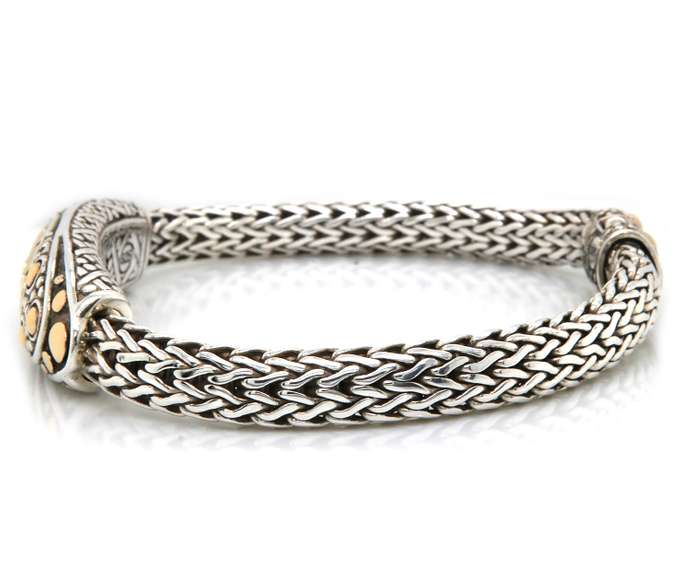 Trendy Two Tone 18kt YG & 925 Silver John Hardy Naga Bracelet