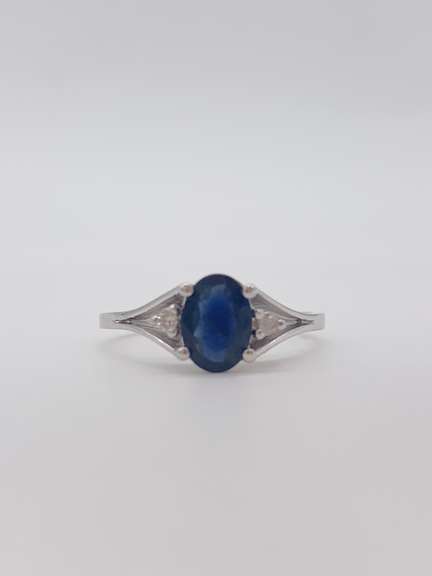 14kt Gold, Blue Sapphire, & Diamond Ring
