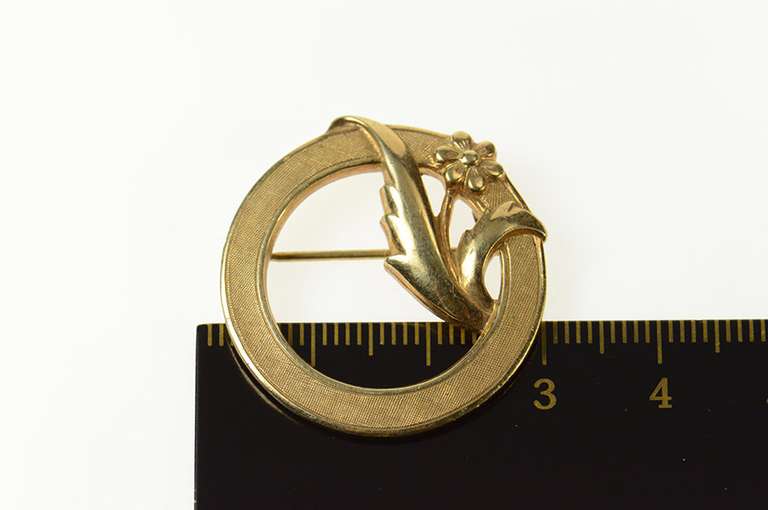 Gold Filled Retro Ornate Leaf Flower Classic Statement Pin/Brooch