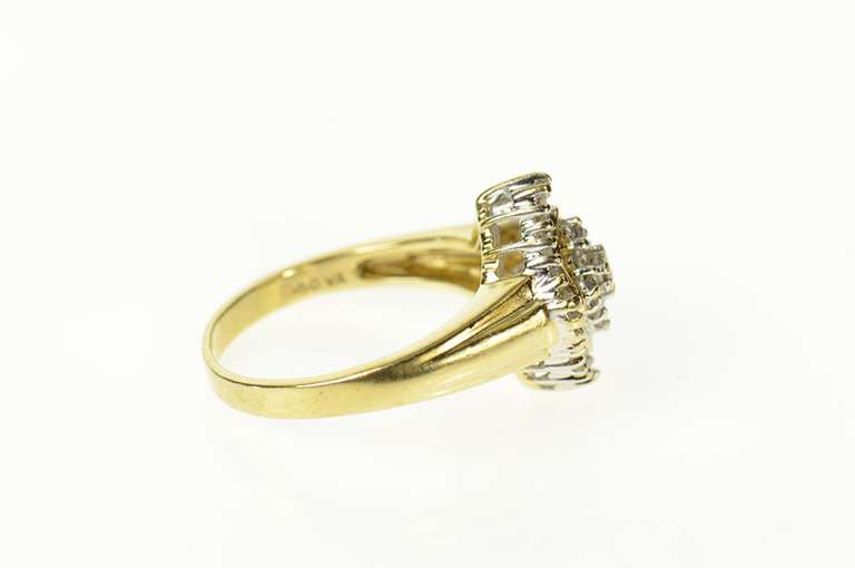 10K Yellow Gold 0.50 Ctw Diamond Squared Ballerina Cluster Ring