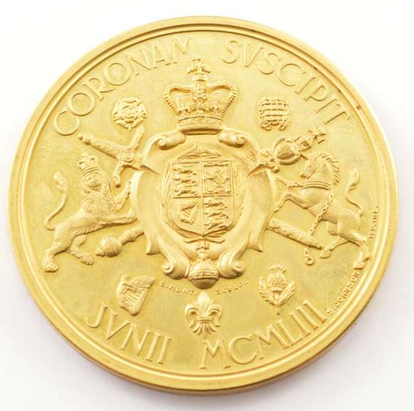 1953 Great Britain Elizabeth II Gold Plated Coronation Medal - Box