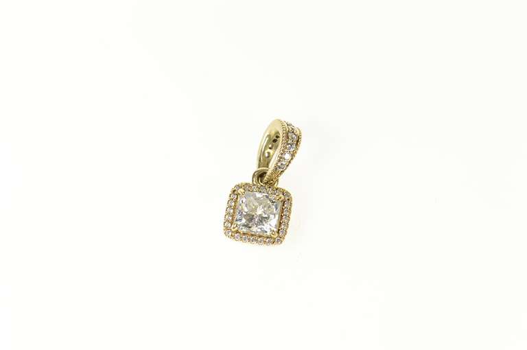 14K Yellow Gold Pandora Timeless Elegance Cushion CZ Pendant